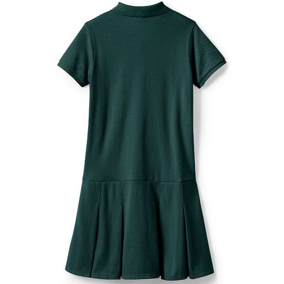 Lands End Girls Polo Dress Short Sleeves with pleated skirt Dark Green size L 12 - Picture 3 of 7